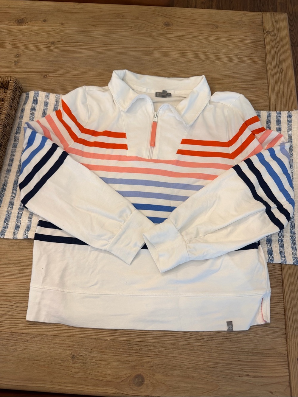 T by Talbots Half Zip Pullover Breeze Stripe size M